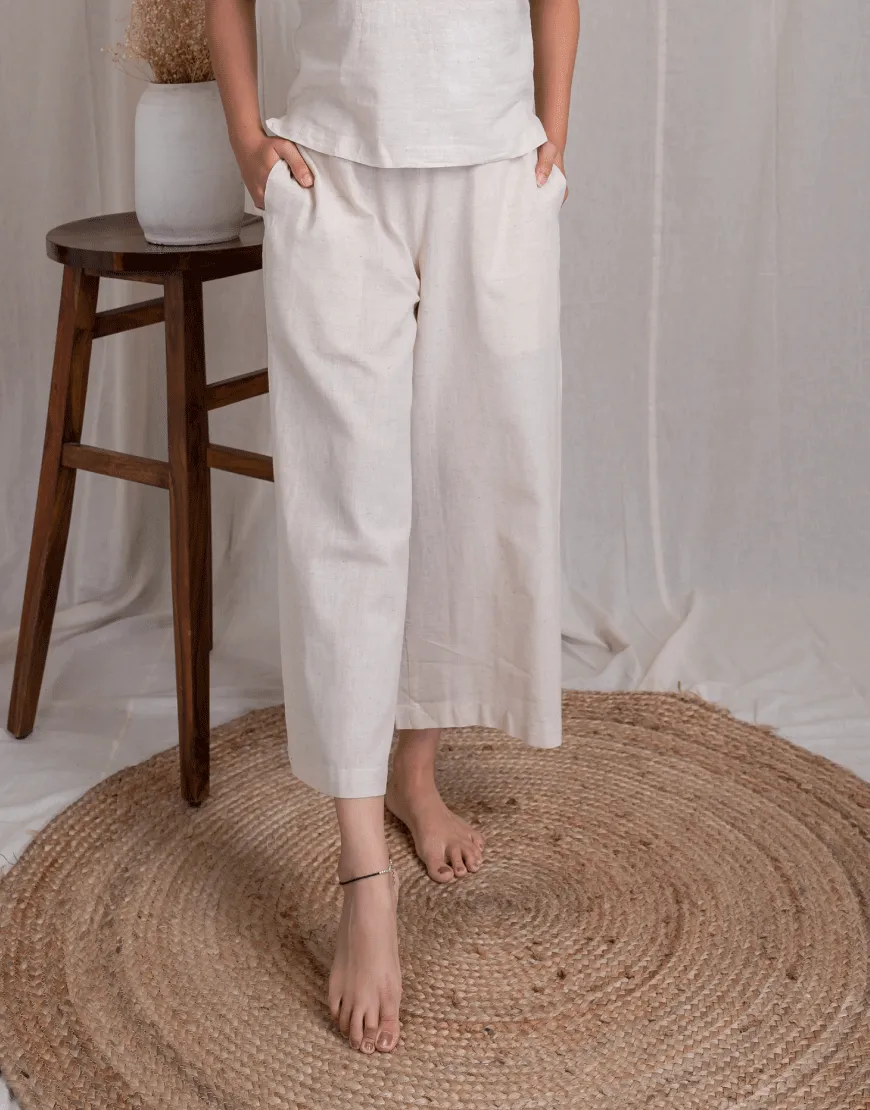 Khadi Cream Cotton Palazzo