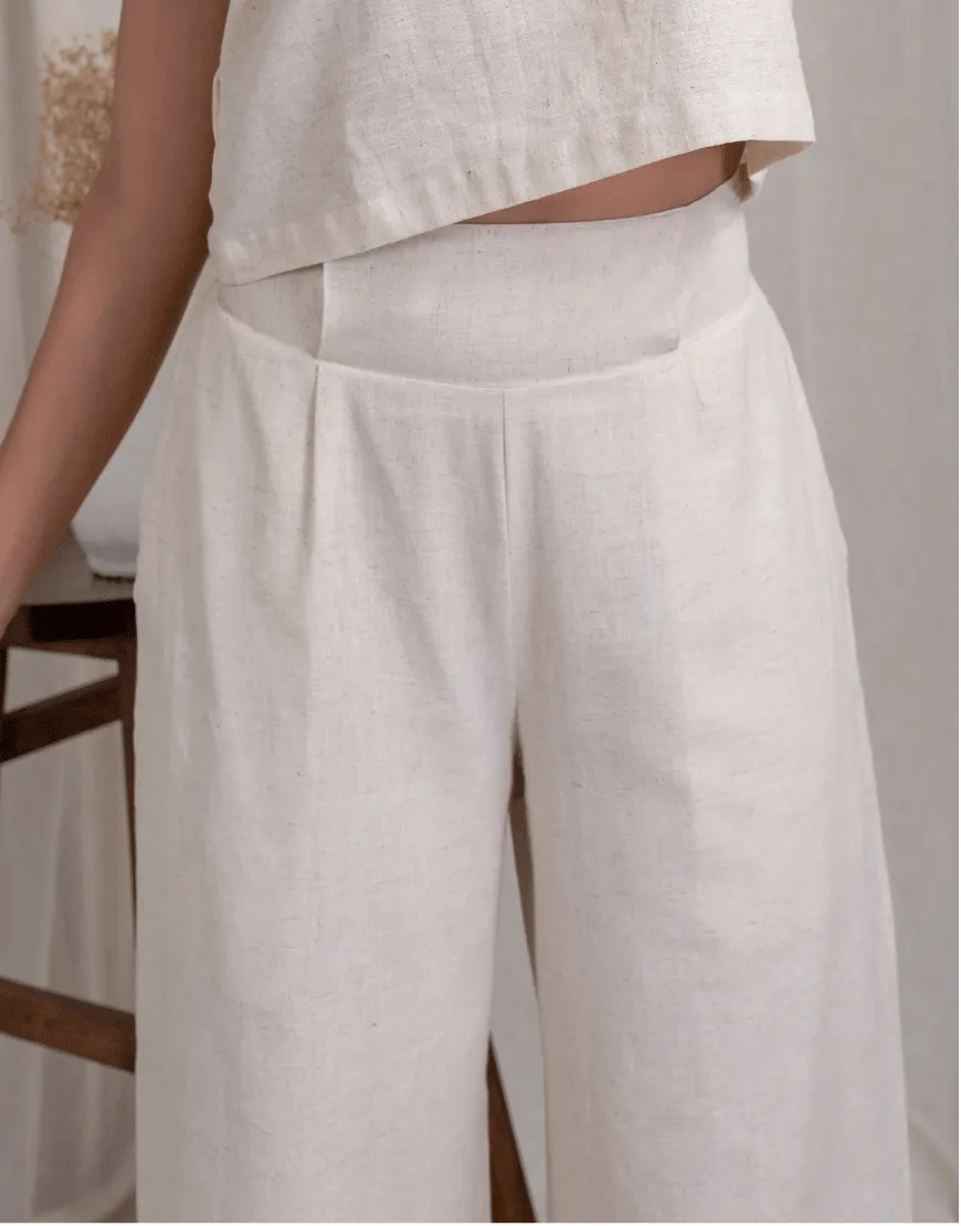 Khadi Cream Cotton Palazzo