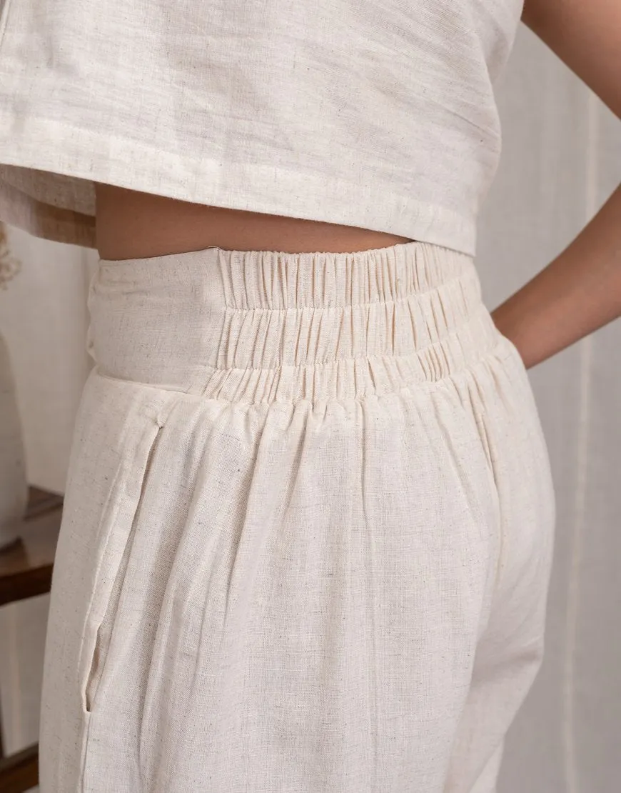 Khadi Cream Cotton Palazzo