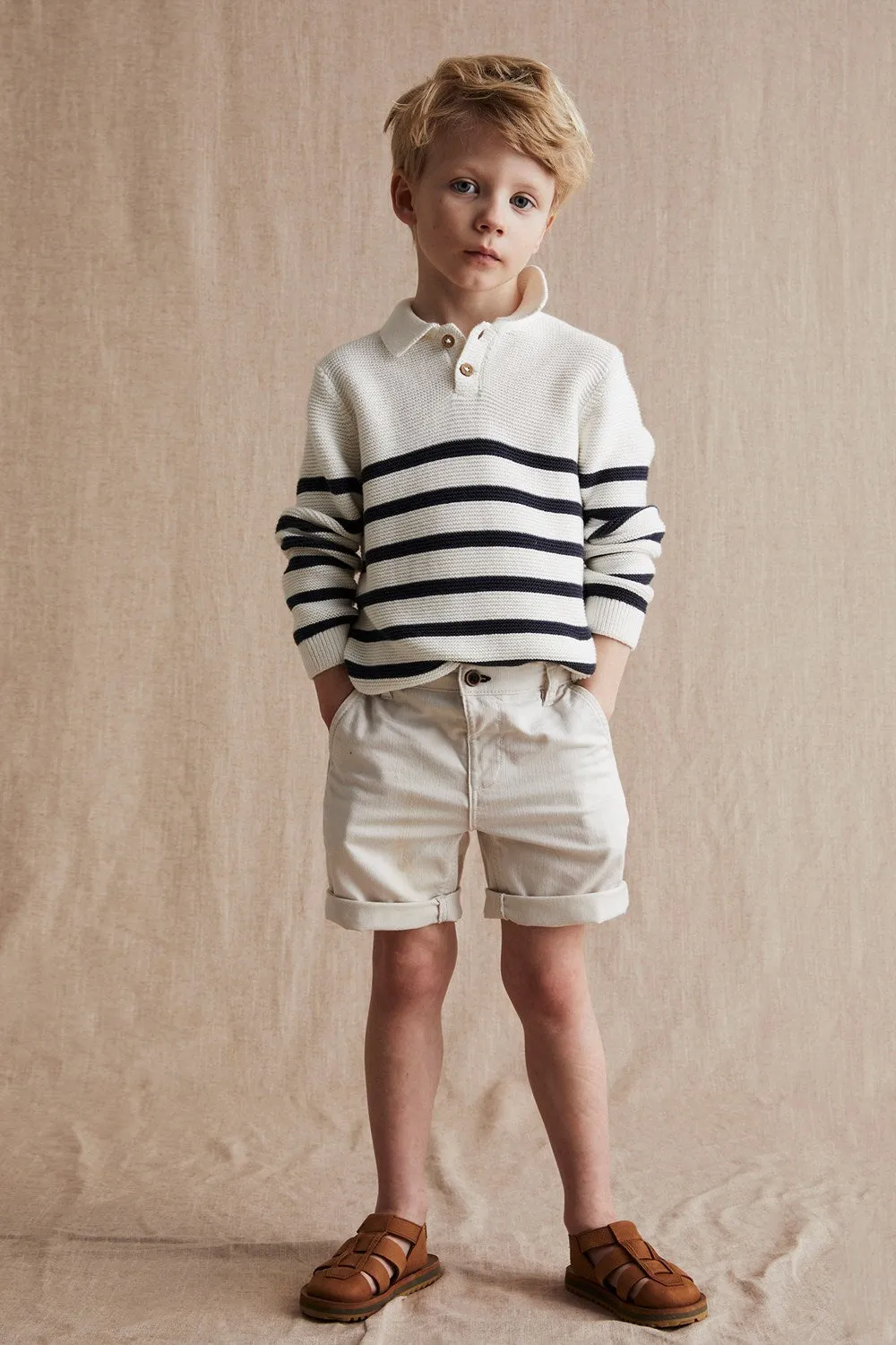 Kids off-white woven twill shorts
