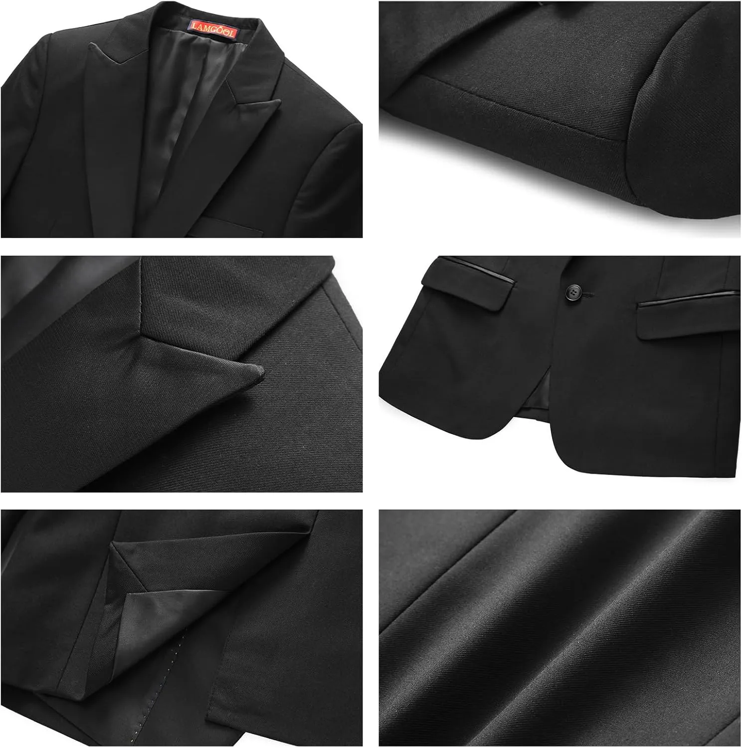 Lamgool Boys Tuxedo Suit 3 Piece Slim Fit Set with Blazer Jacket Vest Pant Kids Formal Outfit for Wedding Prom Size 6-20