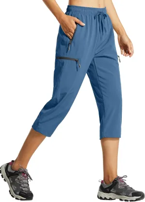 Libin Women's Capri Pants Lightweight Quick Dry Cargo Hiking Capris Travel Casual Outdoor Zipper Pockets