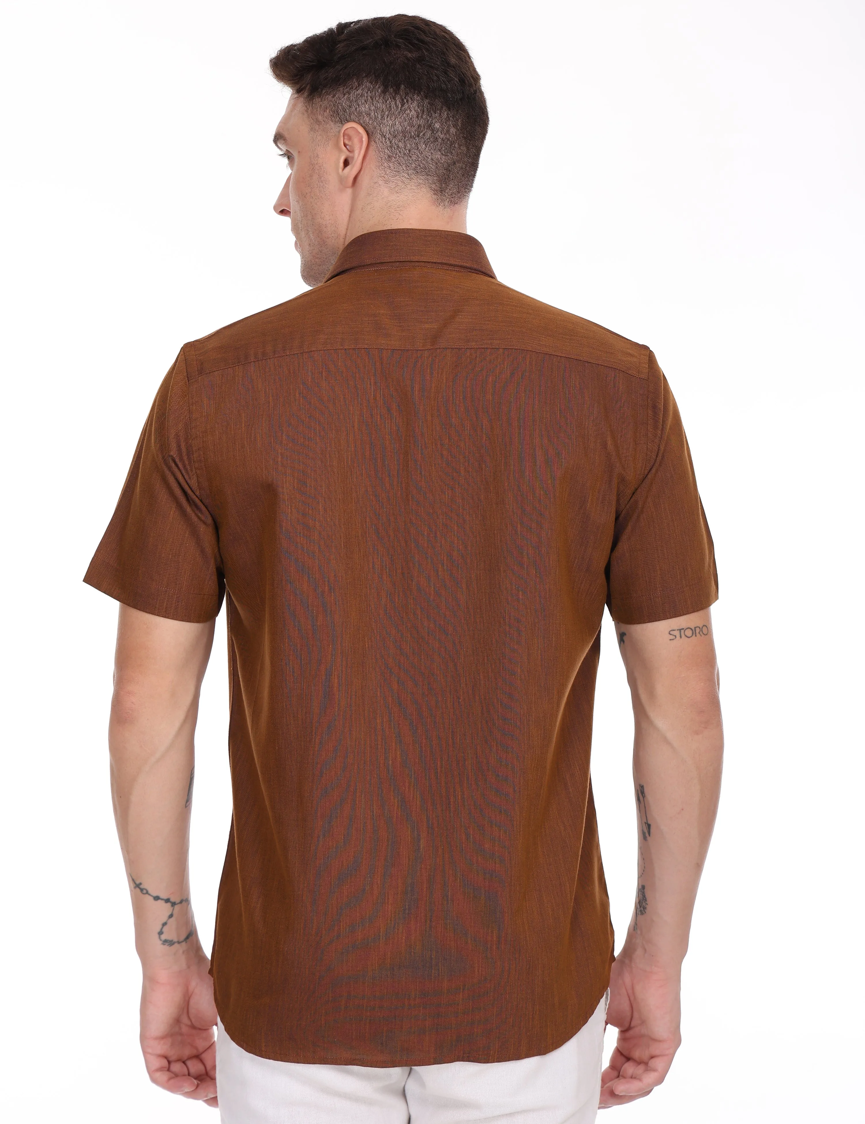 Linseed Cotton Colour Shirt Half Sleeve - 17013