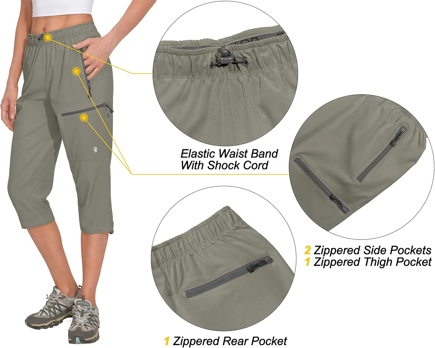 Little Donkey Andy Women's Quick Dry 3/4 Pants Capri Shorts Lightweight Hiking Travel Casual