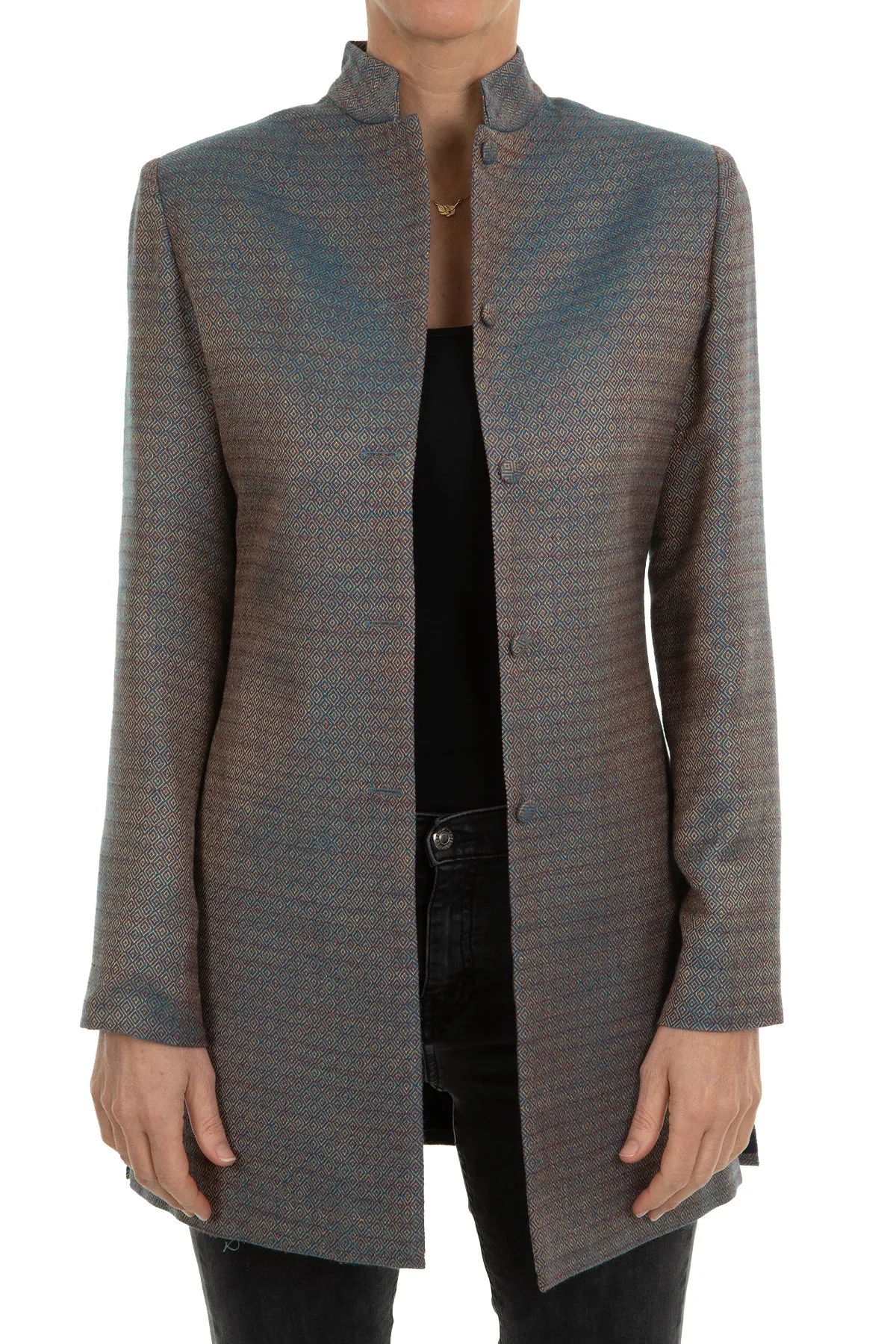 Long Nehru Jacket in Antique Blue - In Stock Sale