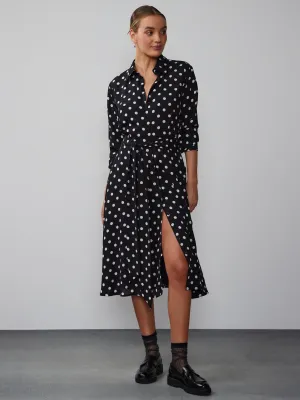 Long Sleeve Polka Dot Shirt Dress