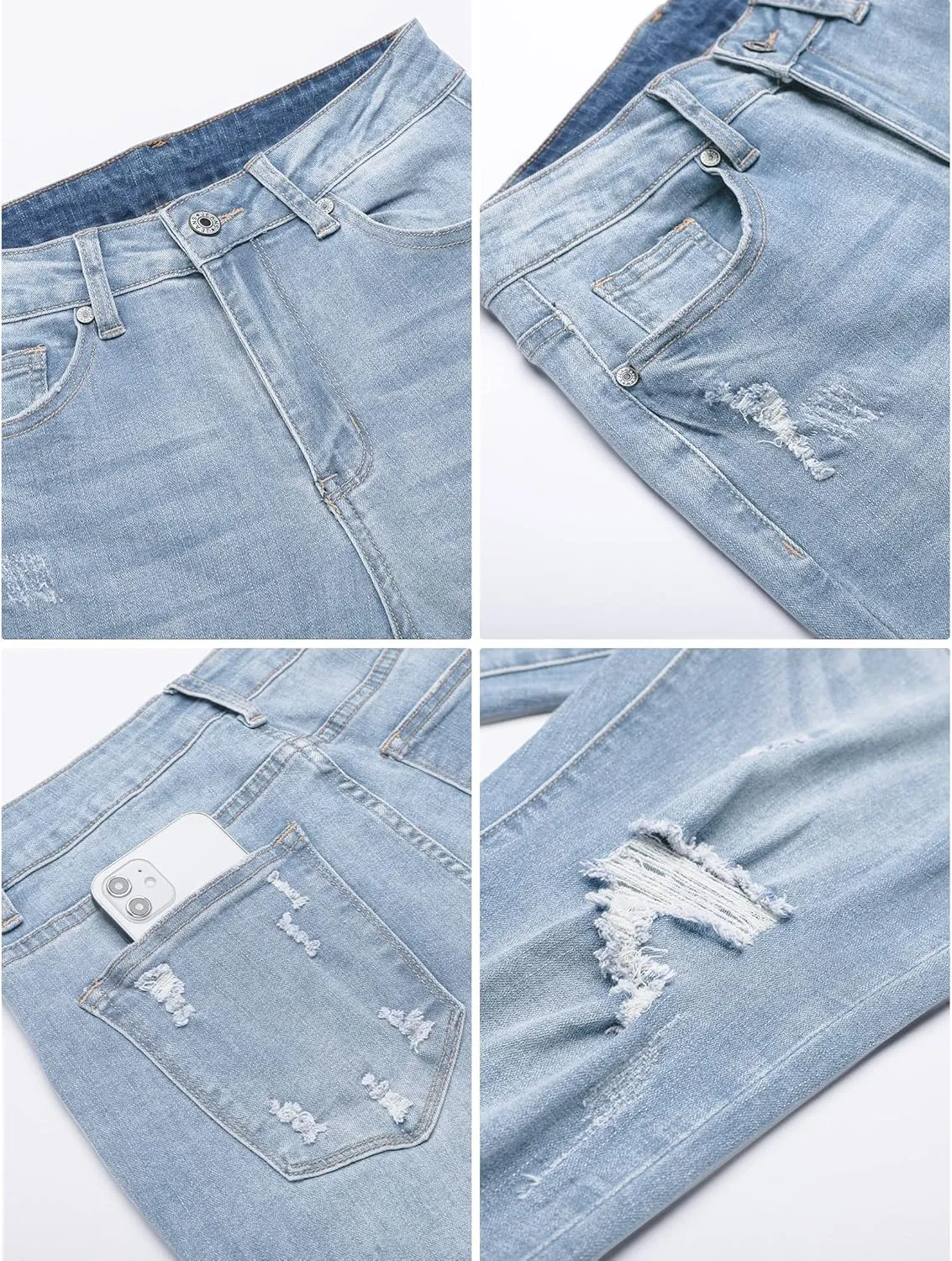 luvamia Capri Jeans for Women Stretch High Waisted Distressed Denim Capris Ripped Skinny Cropped Pants