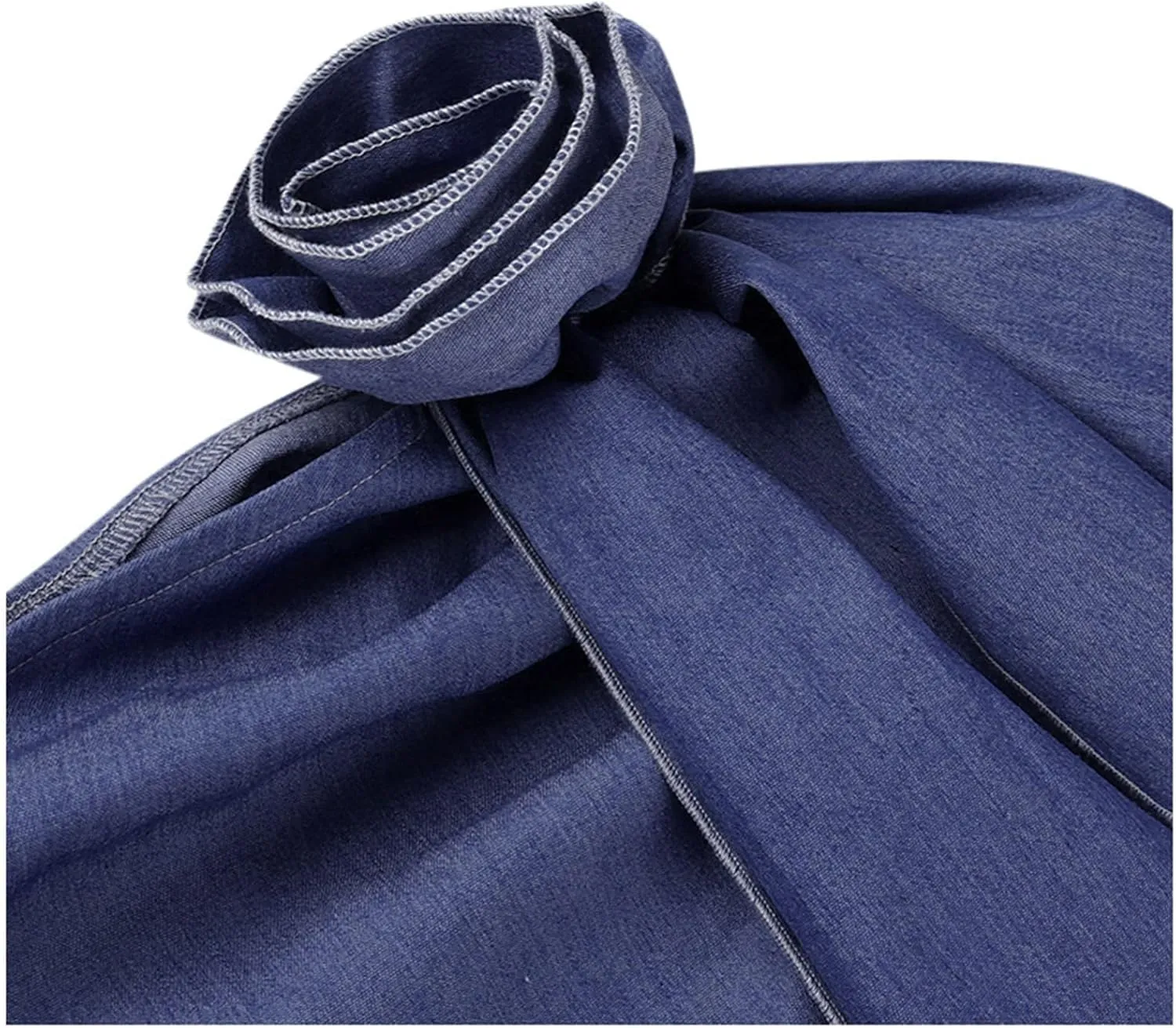 Maxi Skirt Women Ladies Fashion Sexy with Solid Color Big Flower Imitation Denim Skirt