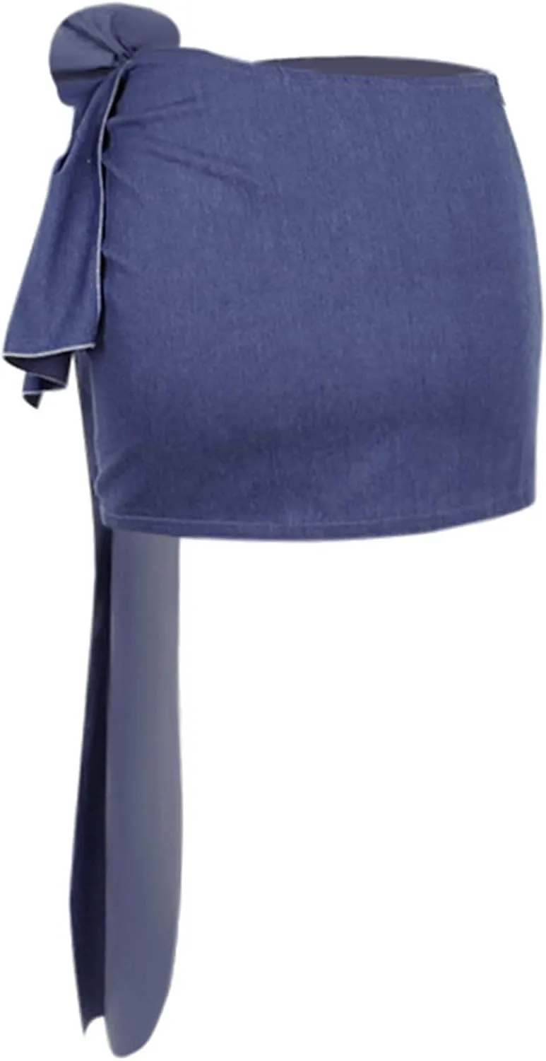 Maxi Skirt Women Ladies Fashion Sexy with Solid Color Big Flower Imitation Denim Skirt