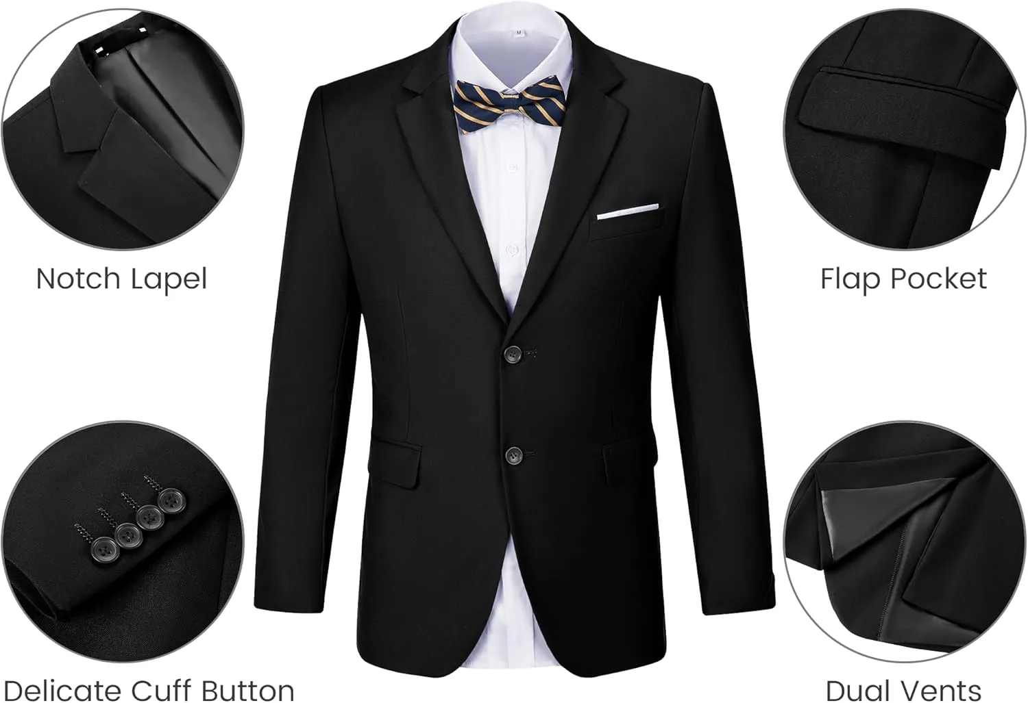 Men's 3 Piece Slim Fit Suit Set, Two Button Blazer Solid Suit Jacket Vest Pants Tuxedo Set for Wedding Prom