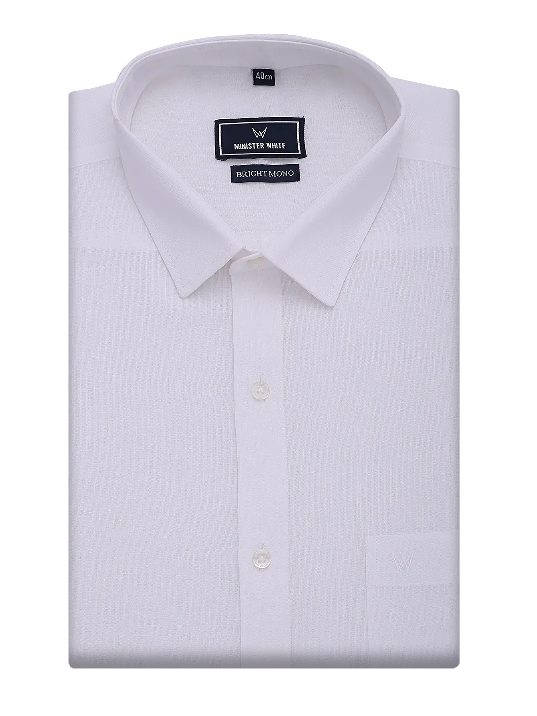 Mens Cotton Regular Fit White Shirt Bright Mono