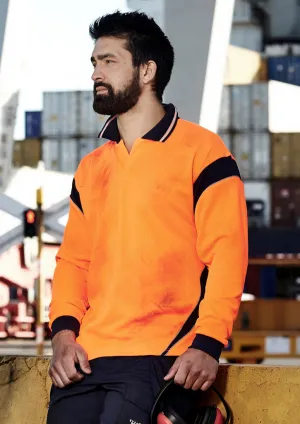 Mens Hi Vis Aztec Long Sleeve Polo XS / Yellow/Navy