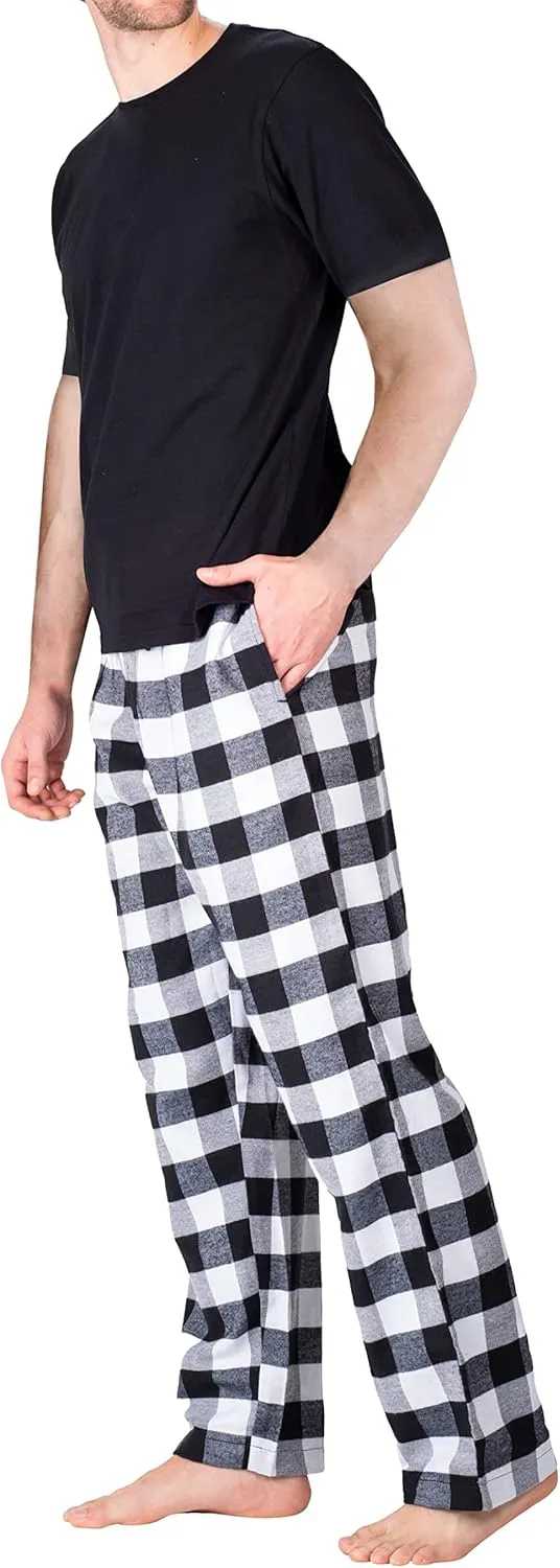 Mens Pajama Set 2 Piece PJ with Crew Neck Tee and Pants