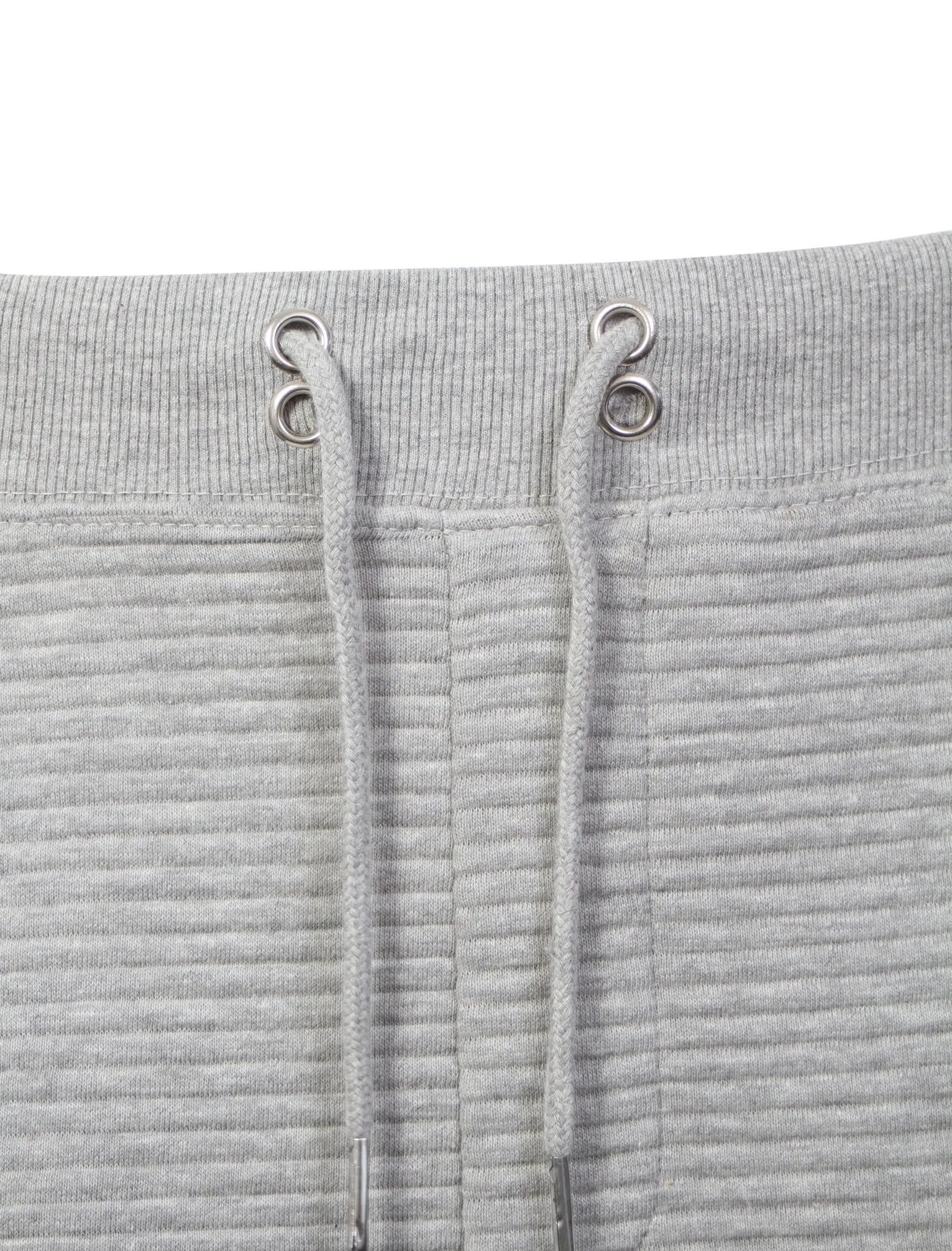 Mens Samuel Stripe Quilted Qutory Sweat Shorts in Grey Marl