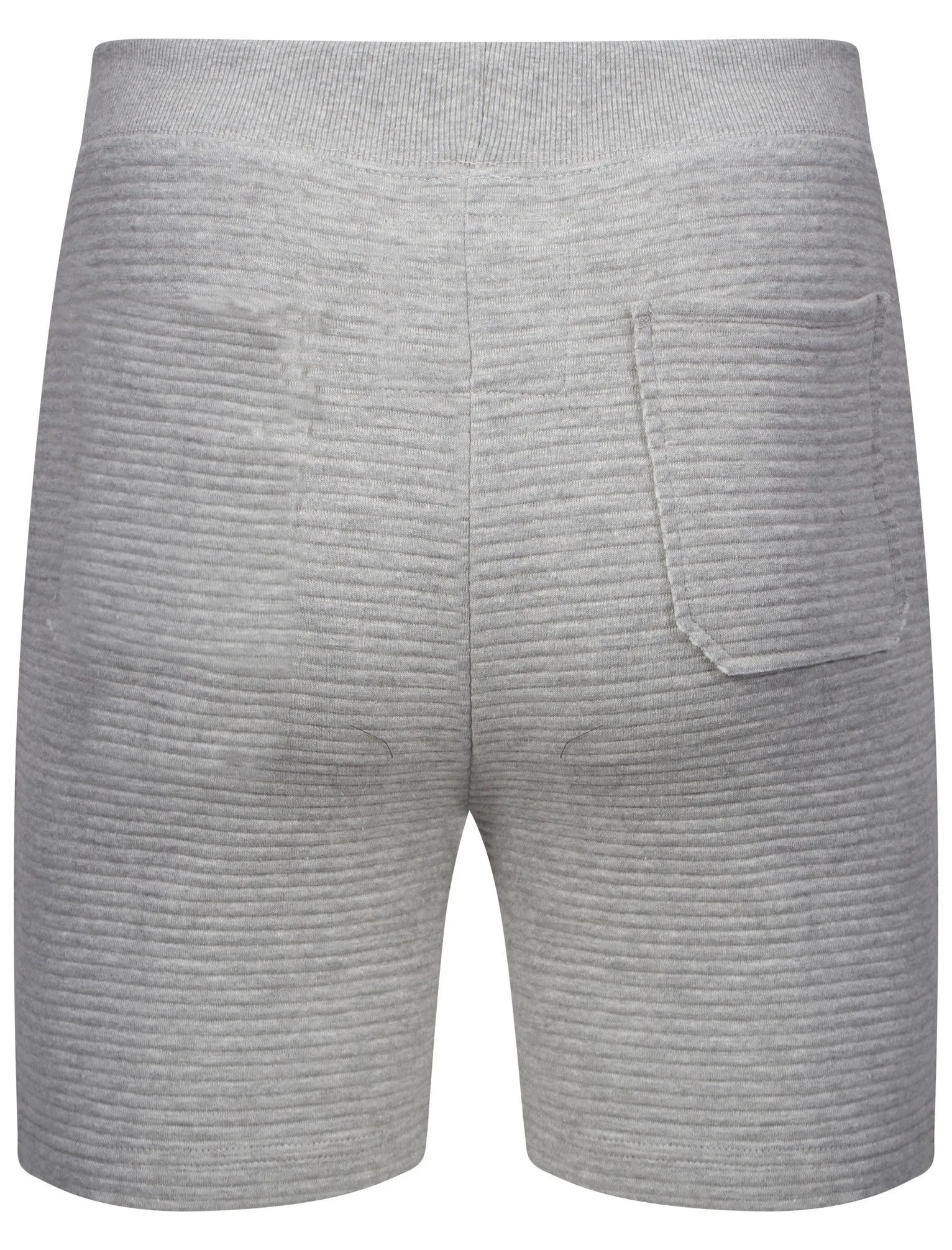 Mens Samuel Stripe Quilted Qutory Sweat Shorts in Grey Marl