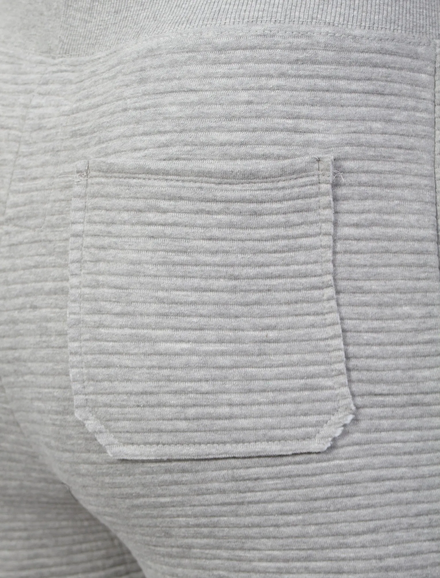 Mens Samuel Stripe Quilted Qutory Sweat Shorts in Grey Marl