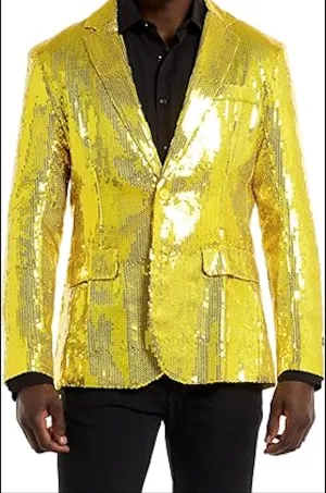 Men's Sequin NYE Yellow Blazer Jackets
