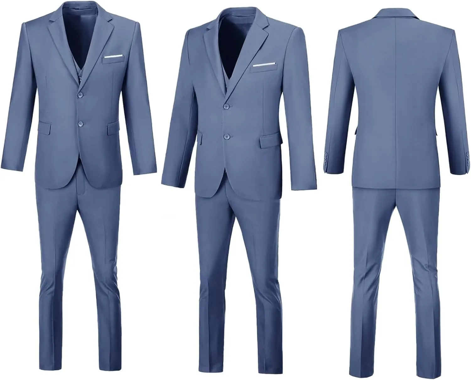 Men's Suit Slim Fit 3 Piece Wedding Dress Tux Suit Set Two Buttons Business Suits Blazer Jacket Vest Pants with Tie