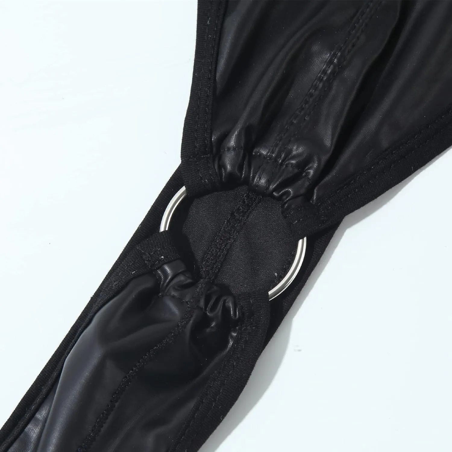Men's Underwear Sexy Bodysuit Leather Iron Ring Jumpsuit Thong Underpants Sexy Thong T-pants Beach