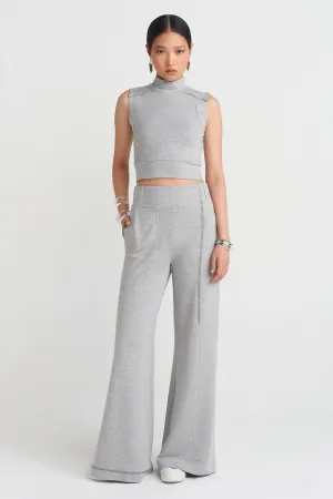 Nu Stitch Detail Cozy Pants Grey Melange