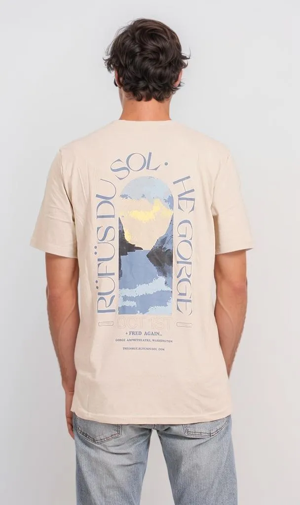 O203195 - Minimalist Sunset Graphic T-Shirt  Beige