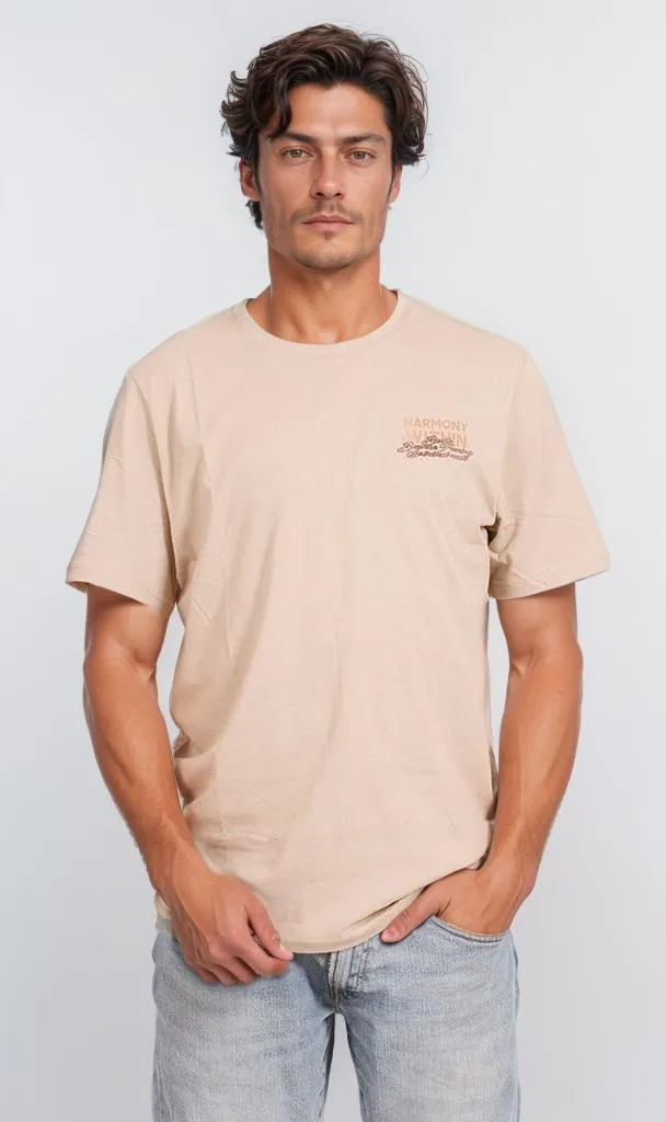 O203204 - Harmony Within Typography T-Shirt  Beige