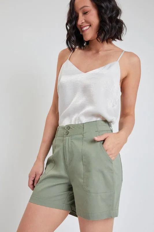 Olive Muffin Shorts with Porkchop Pockets - Final Sale*