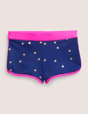 Patterned Swim Shorts-Harmony Blue Gold Spot
