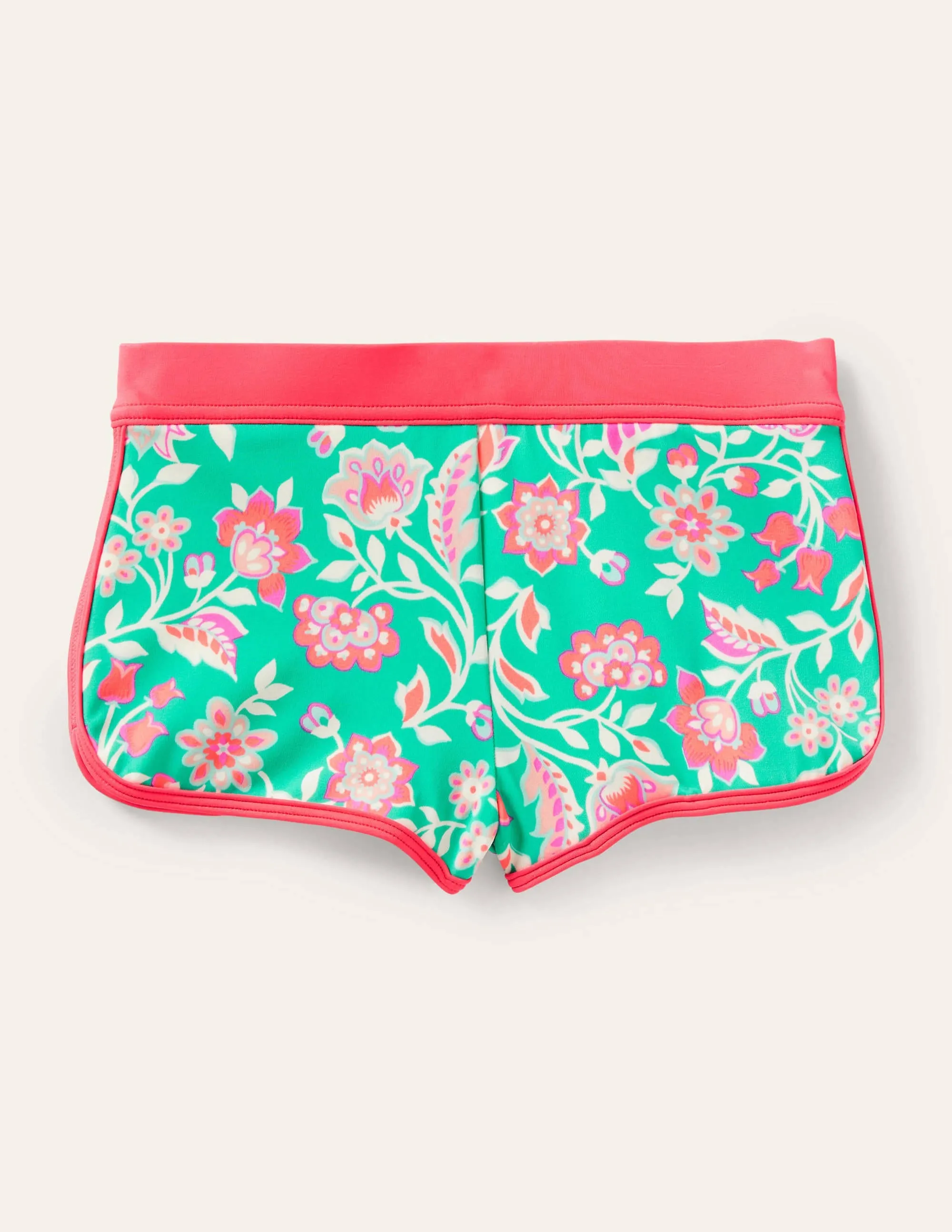 Patterned Swim Shorts-Tropical Green Paisley