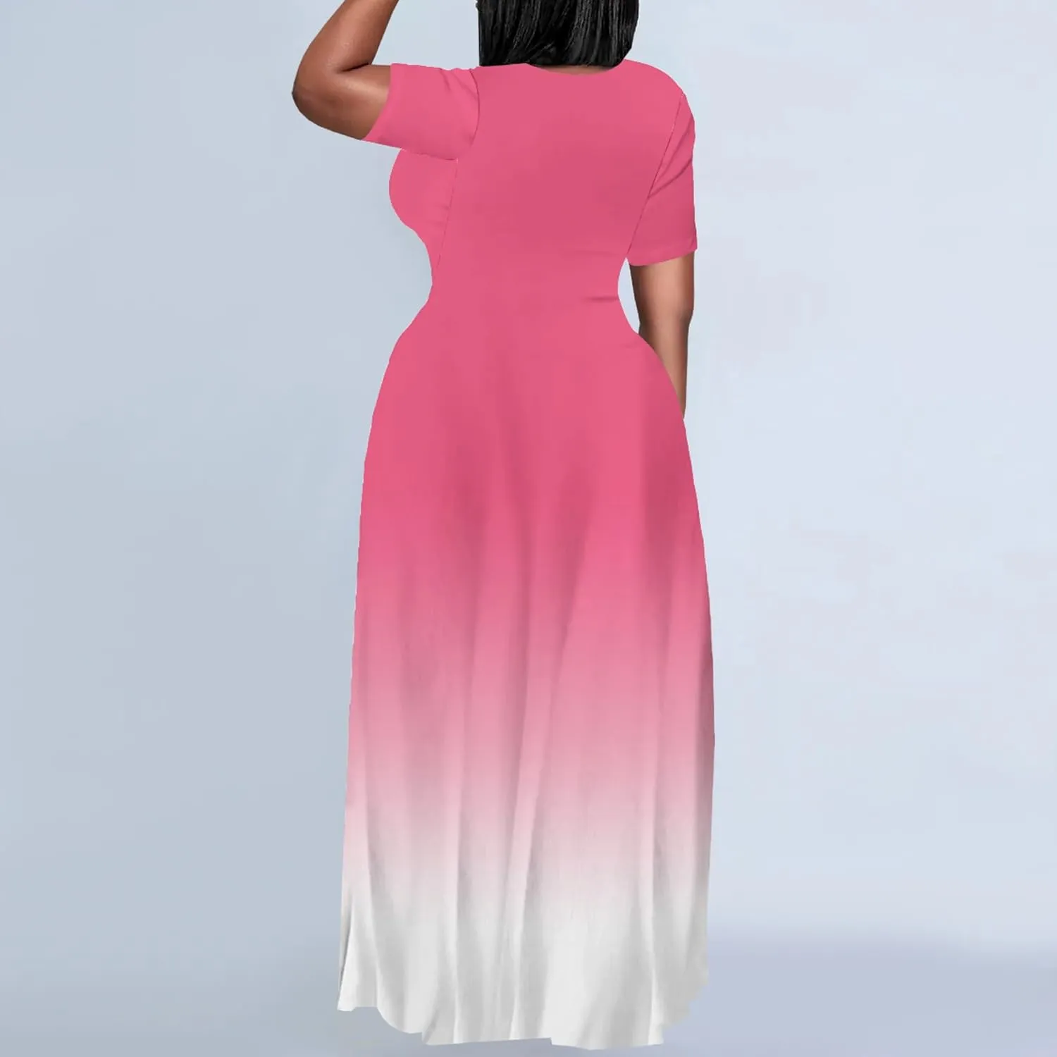 PinkPatty Women's Polka Dot Short Sleeve Maxi Dress Casual Long Dresses with Pockets Plus Size