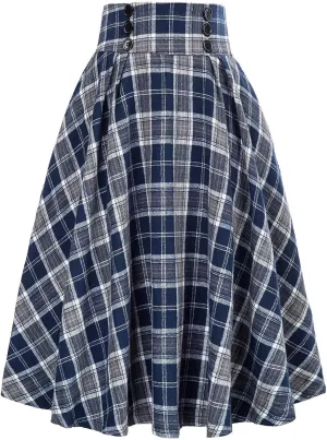 Plaid Printed Skirt Vintage High Waist Women Fashion Midi Skirt Pleated skirts for women trendy Harajuku Casual Summer