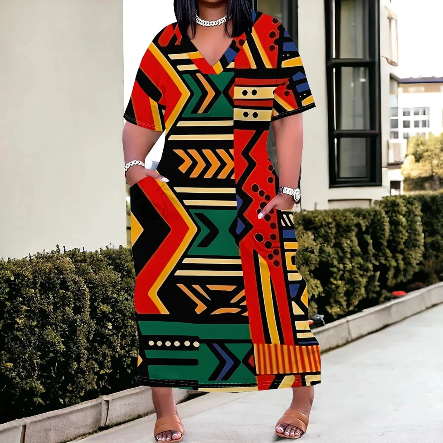 Plus Size Dresses for Women 2024 Summer Casual Short Sleeve T Shirt Maxi Dress with Pockets A Line Beach Vacation Outfits