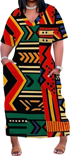 Plus Size Dresses for Women 2024 Summer Casual Short Sleeve T Shirt Maxi Dress with Pockets A Line Beach Vacation Outfits