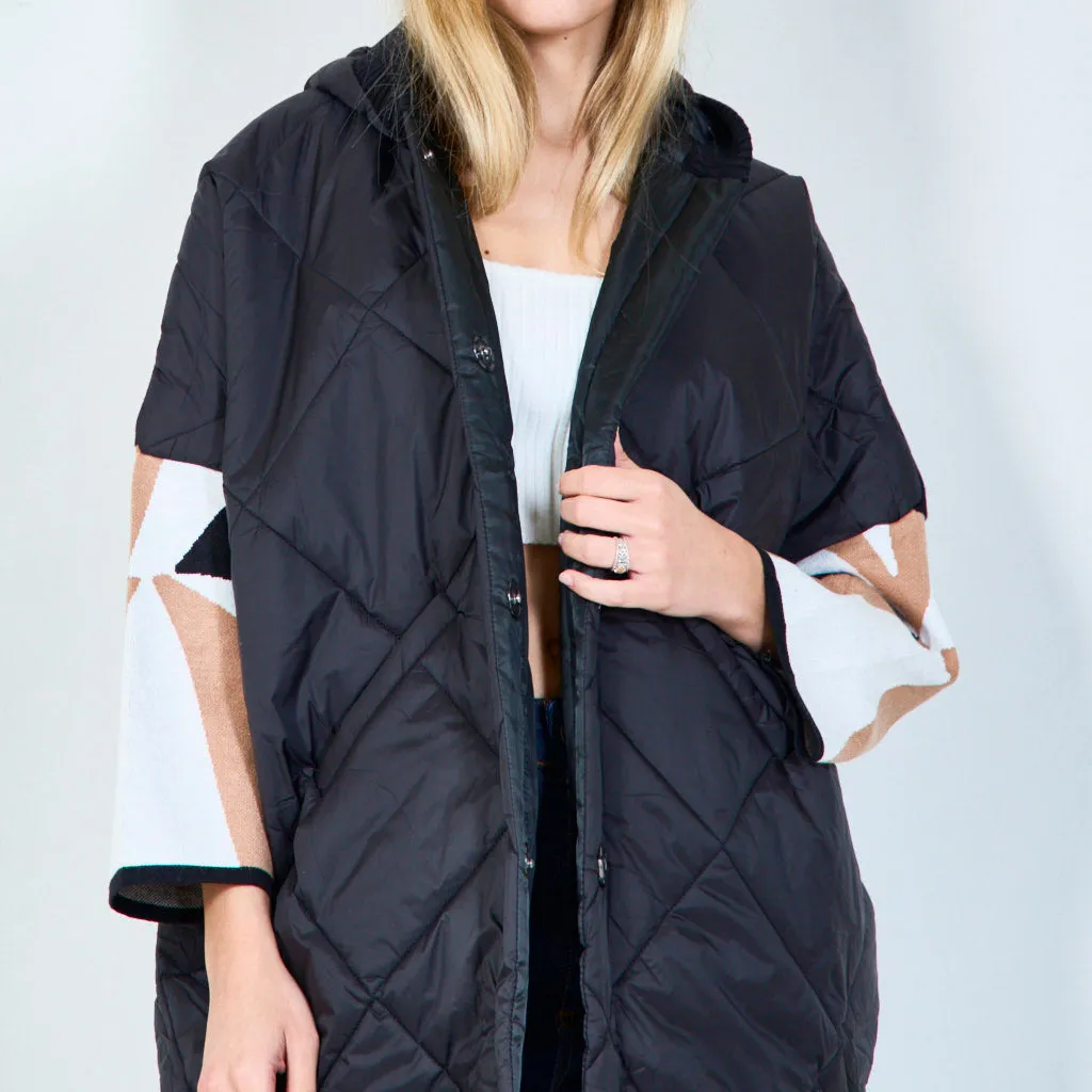 Quilted hooded jacket with floral detail wholesale