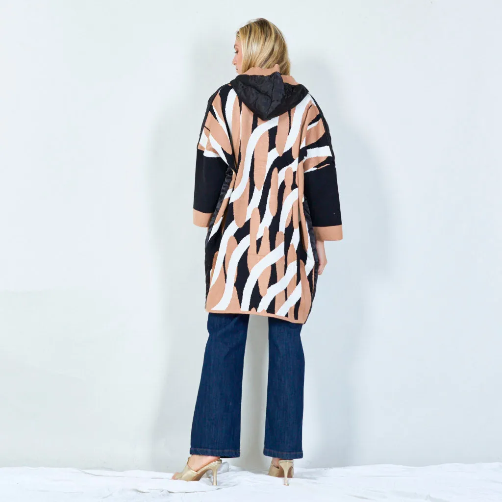 Quilted hooded jacket with floral detail wholesale