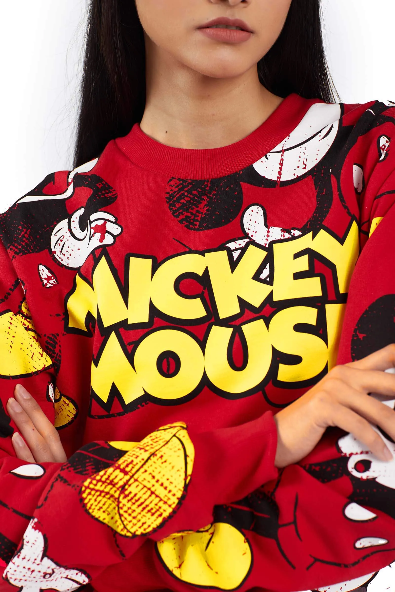 Red Mickey Mouse Oversized Sweatshirt
