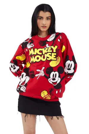 Red Mickey Mouse Oversized Sweatshirt