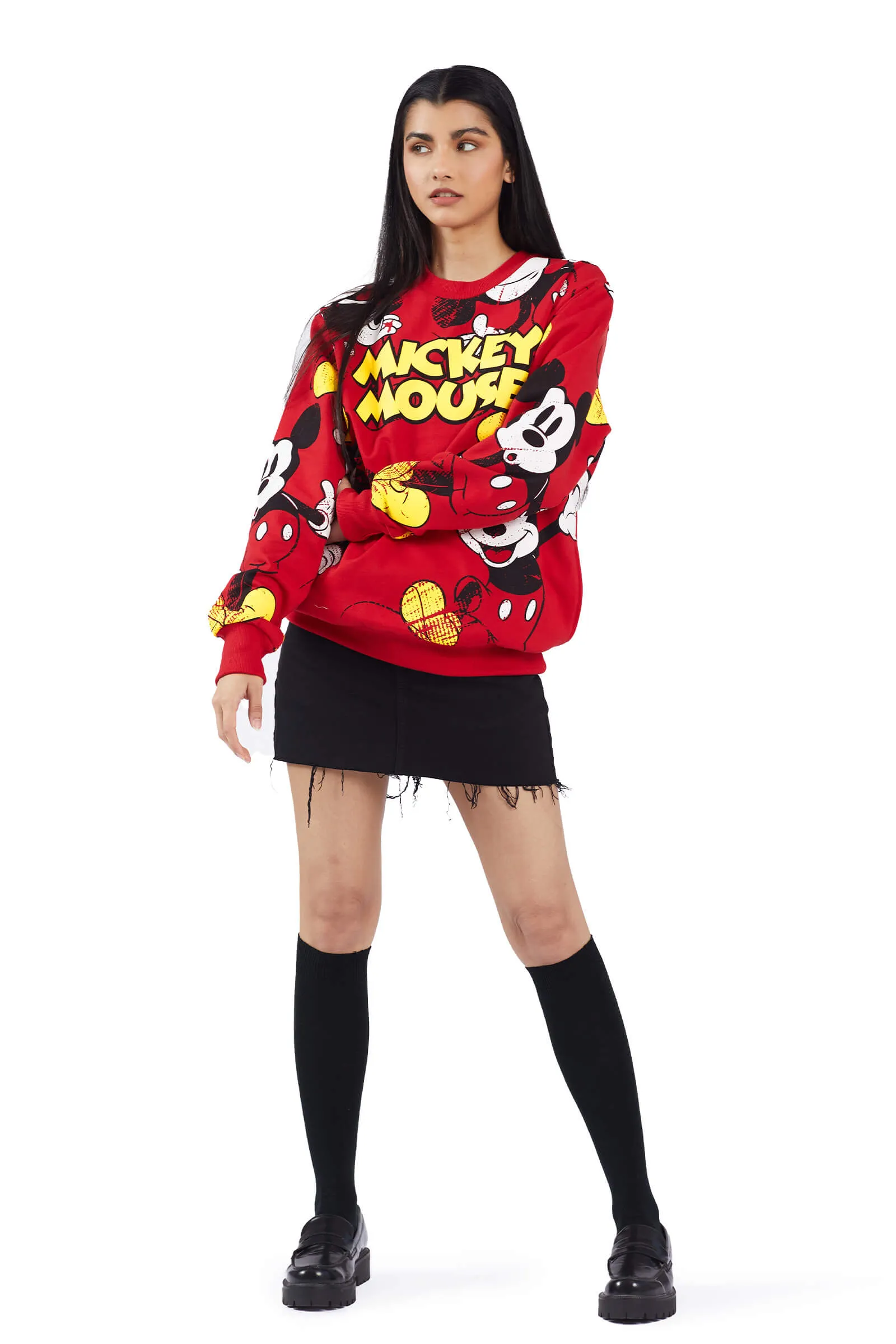 Red Mickey Mouse Oversized Sweatshirt