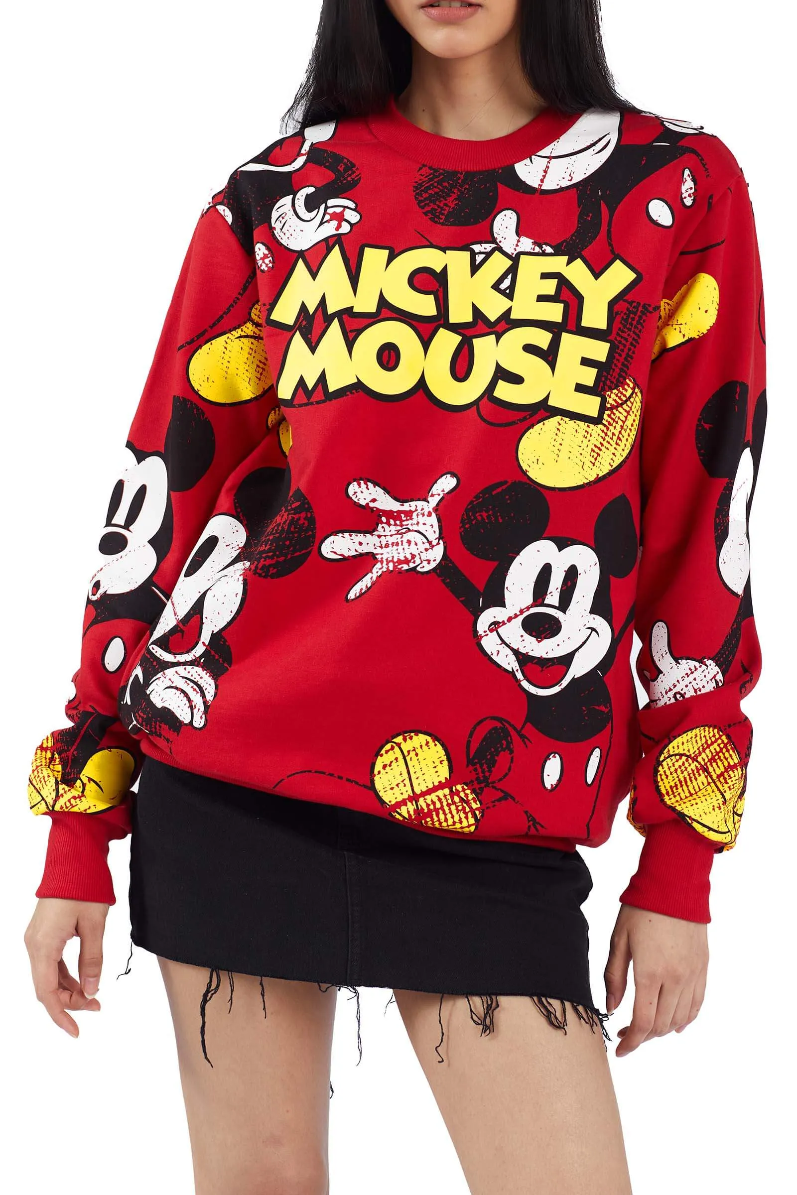 Red Mickey Mouse Oversized Sweatshirt