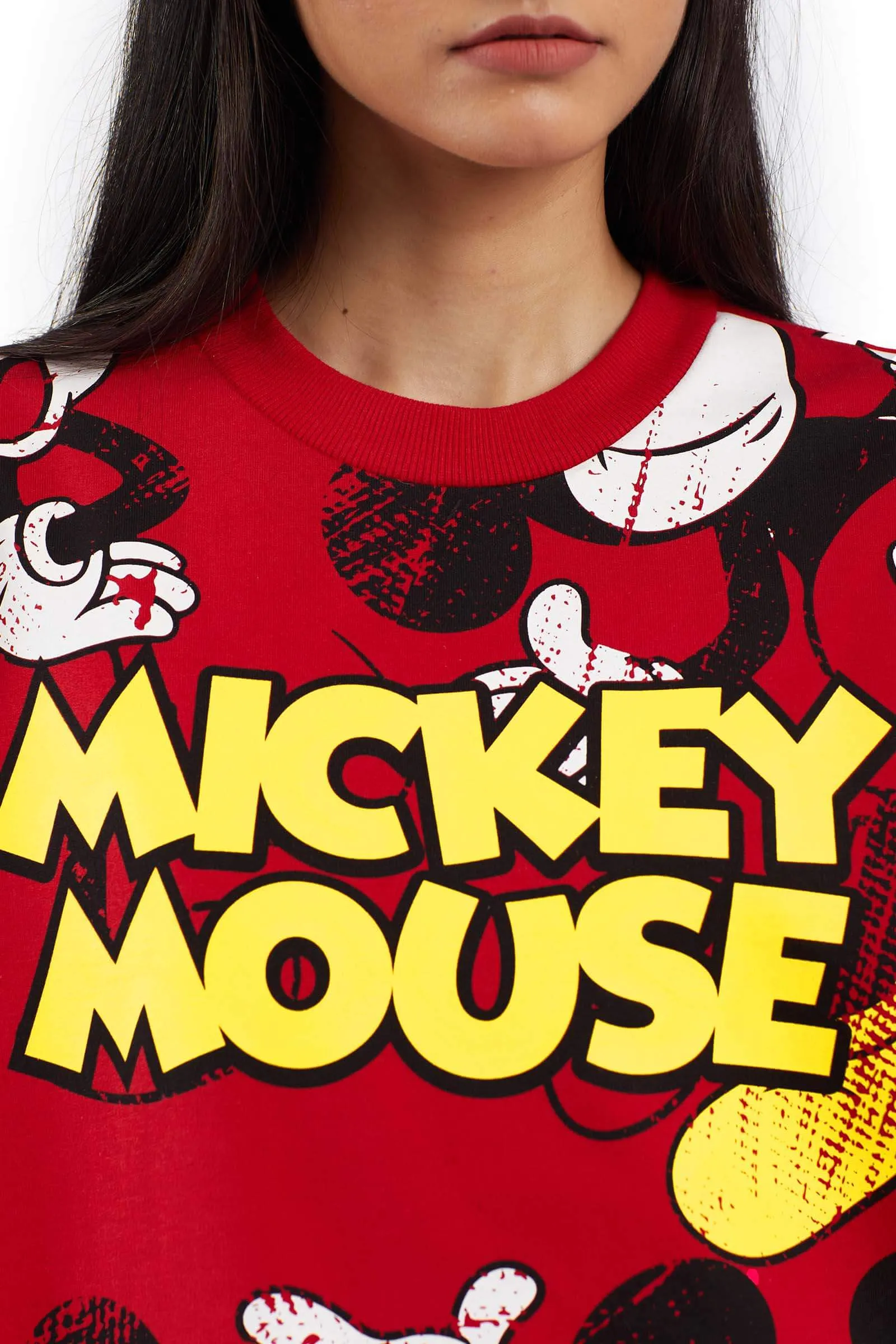 Red Mickey Mouse Oversized Sweatshirt