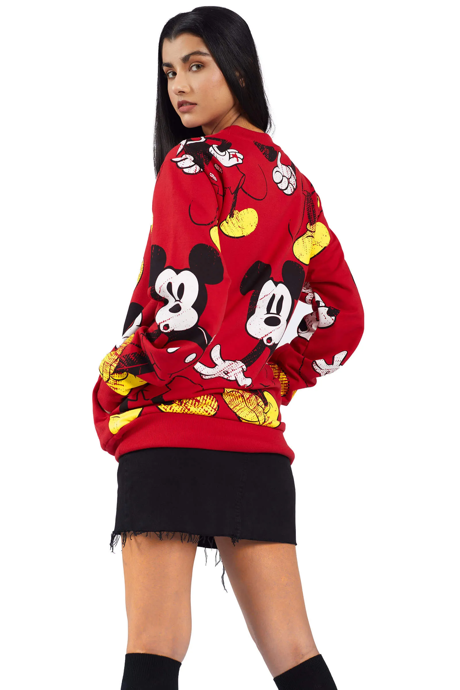 Red Mickey Mouse Oversized Sweatshirt