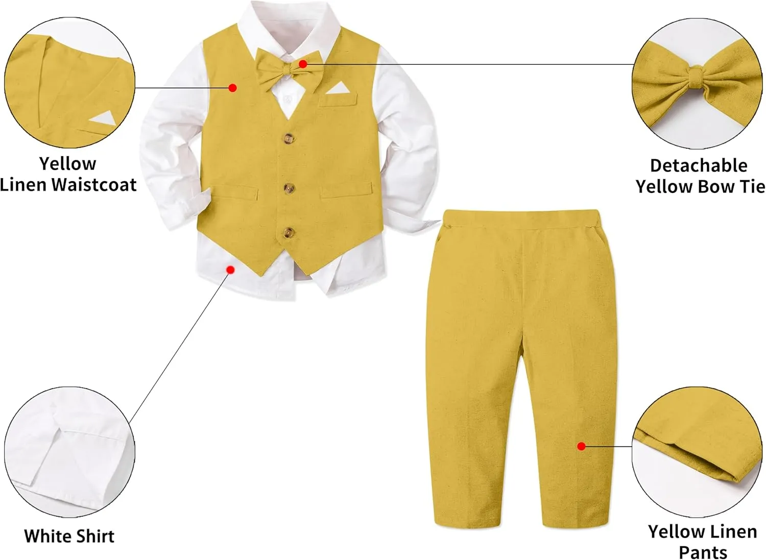 SANGTREE Baby Boys Toddler Gentleman Kids Formal Outfits Long Sleeve Suit Clothing Set 3 Months - 9 Years