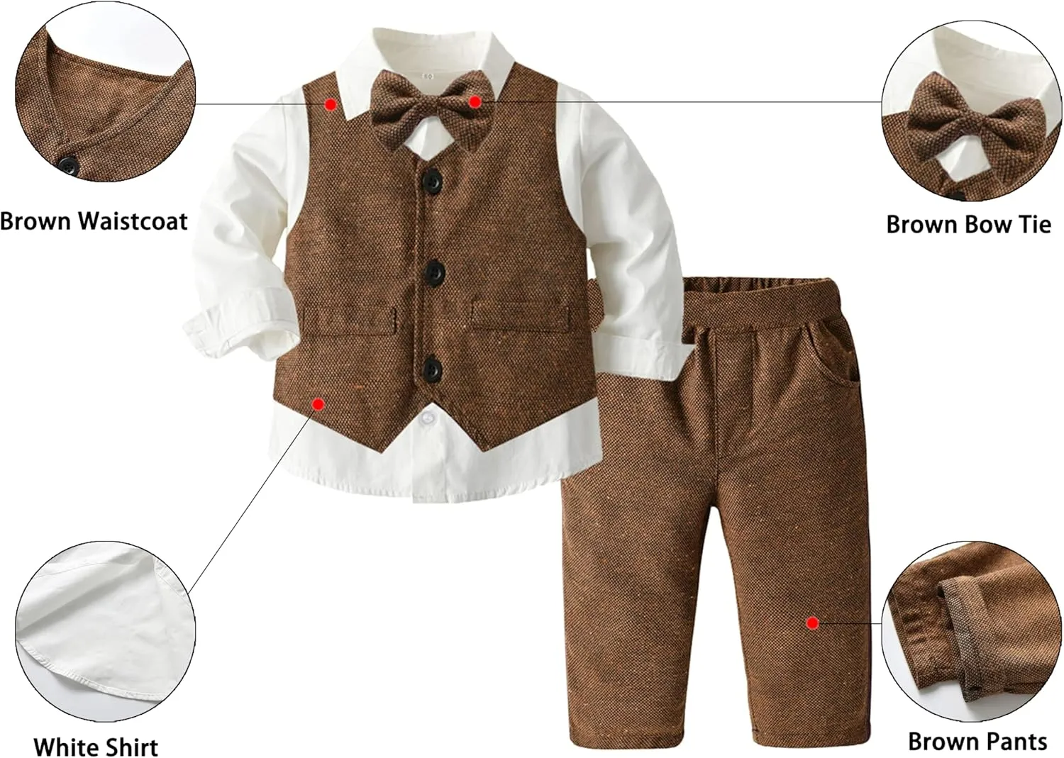 SANGTREE Baby Boys Toddler Gentleman Kids Formal Outfits Long Sleeve Suit Clothing Set 3 Months - 9 Years