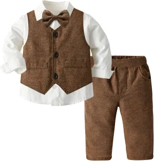 SANGTREE Baby Boys Toddler Gentleman Kids Formal Outfits Long Sleeve Suit Clothing Set 3 Months - 9 Years