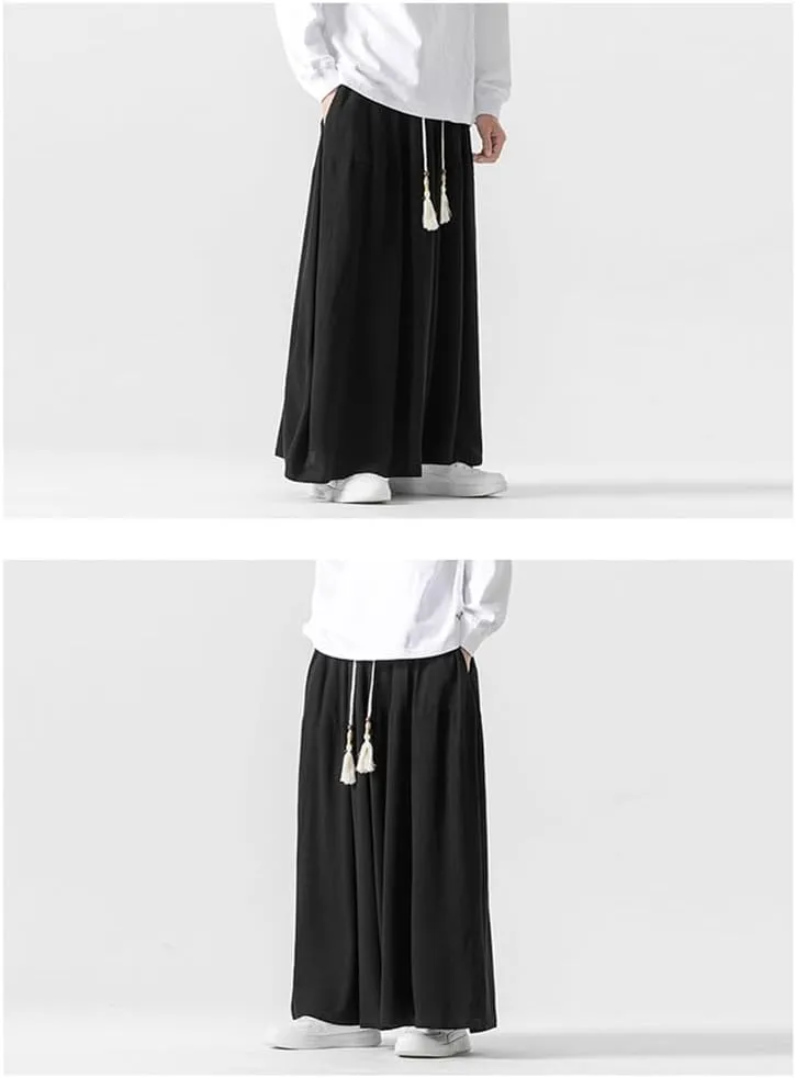 Seidarise Men's Wide Leg Casual Harem Linen Japanese Yoga Harem Pants Hip hop Joggers Baggy