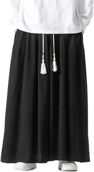 Seidarise Men's Wide Leg Casual Harem Linen Japanese Yoga Harem Pants Hip hop Joggers Baggy