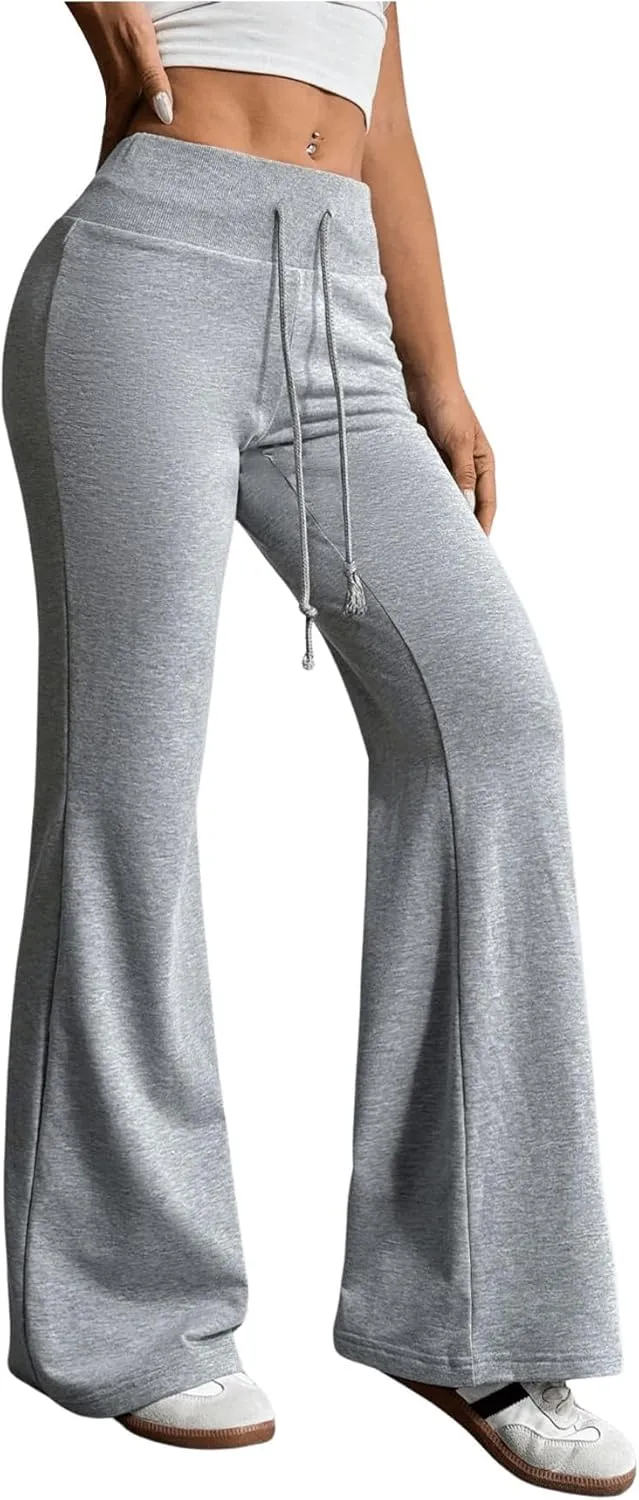 SHENHE Women's Drawstring Waist Bell Bottom Flare Leg Sweatpants Sports Causal Pants