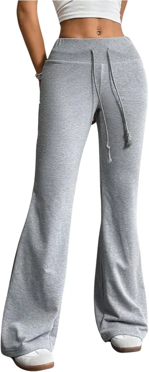 SHENHE Women's Drawstring Waist Bell Bottom Flare Leg Sweatpants Sports Causal Pants