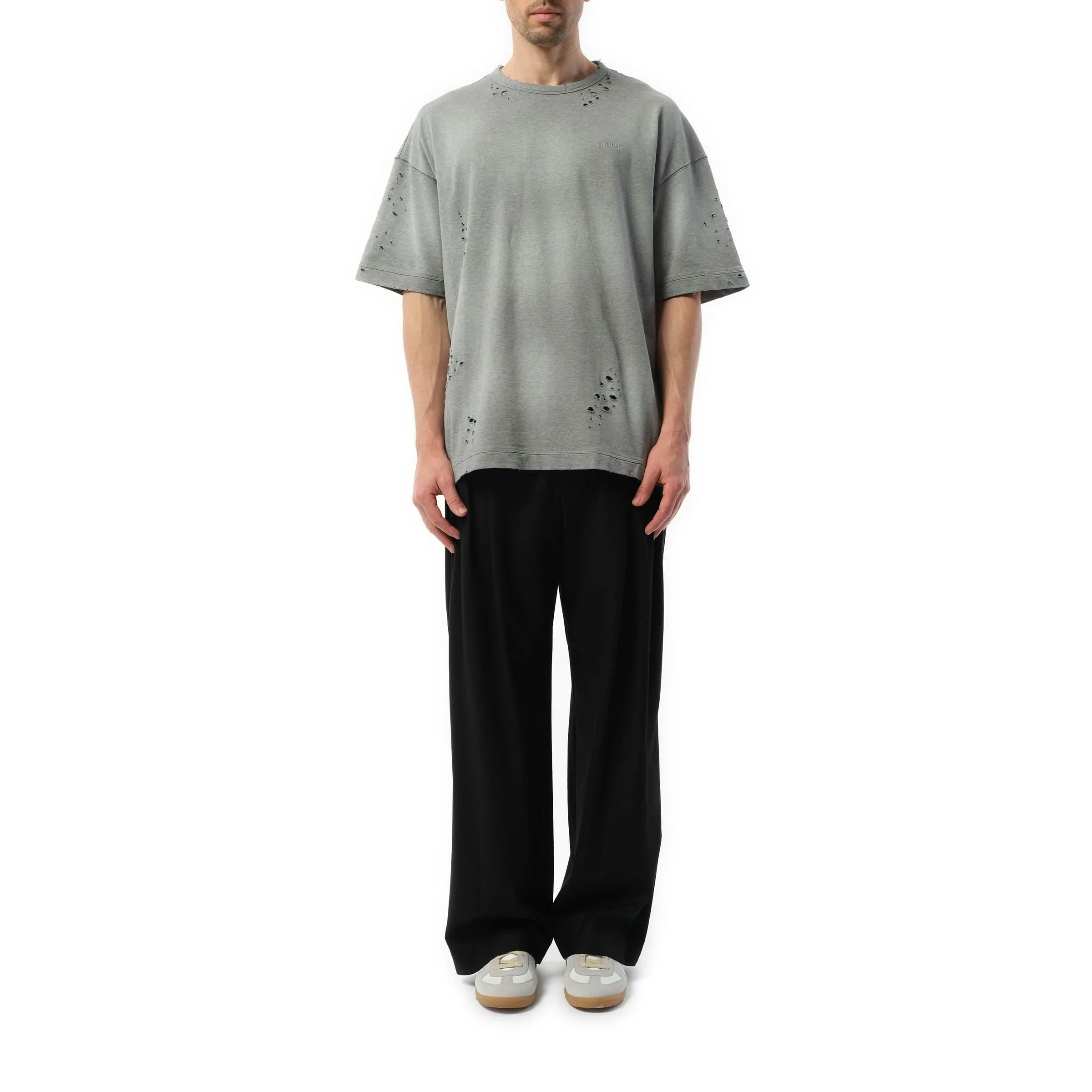 Single Stitch Vintage Distressed T-Shirt in Grey