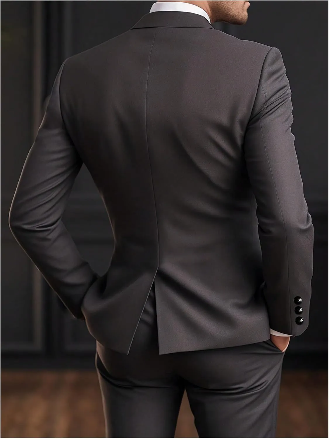 SOLY HUX Men's 2 Piece Suit Long Sleeve Button Blazer Suit Jacket and Pants Business Wedding Set